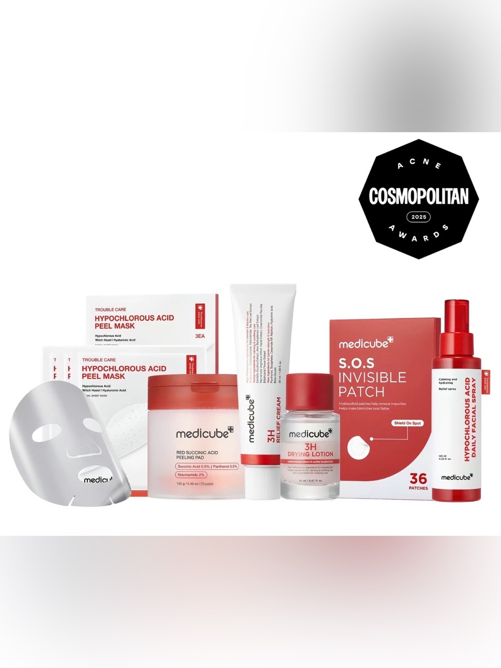 3H Red Skincare Set - Red Succinic Acid & S.O.S Patch